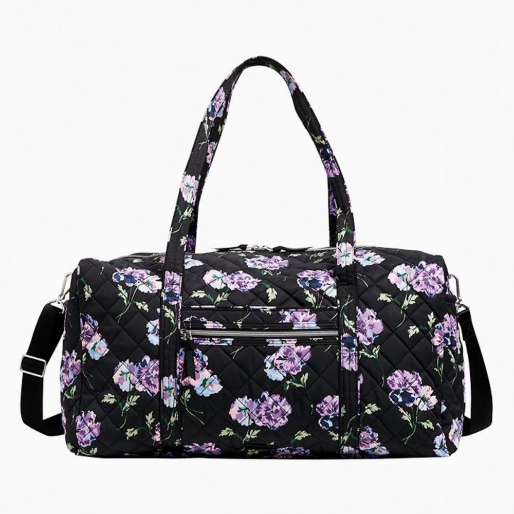 Vera Bradley Black Floral Quilted Travel Bag NWT